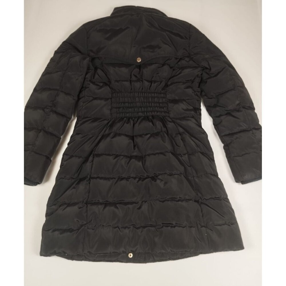 Michael Kors Women S Black Long Puffer Jacket Quilted Gold Hardware Logo - Picture 2 of 5